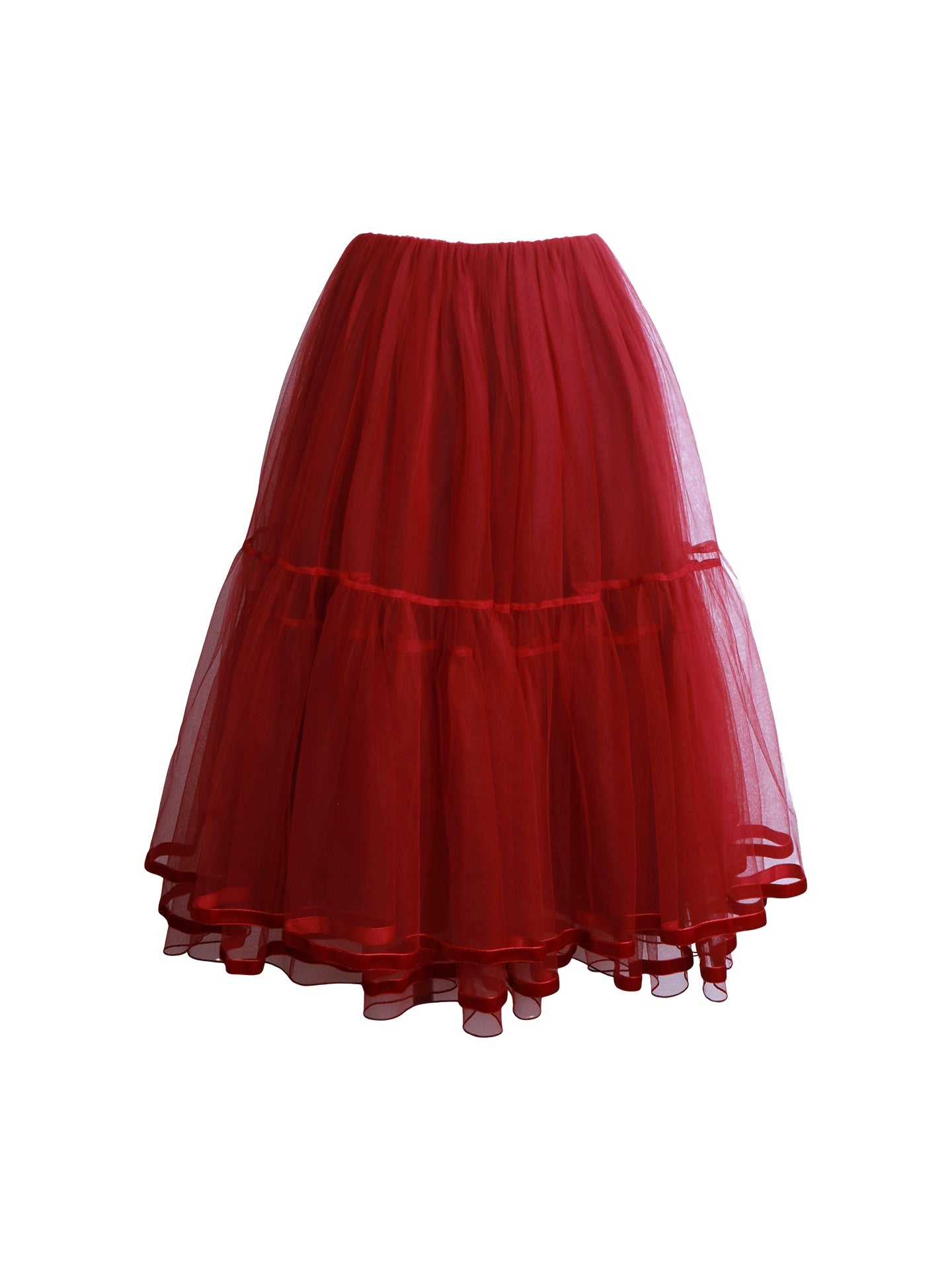 Autumn Mesh Puffy Long Skirt