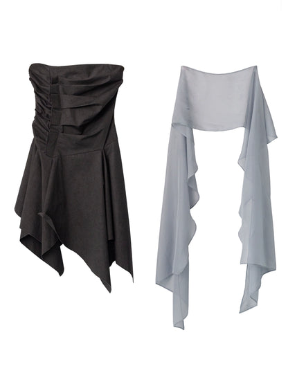 Dark Pleated Tank Top