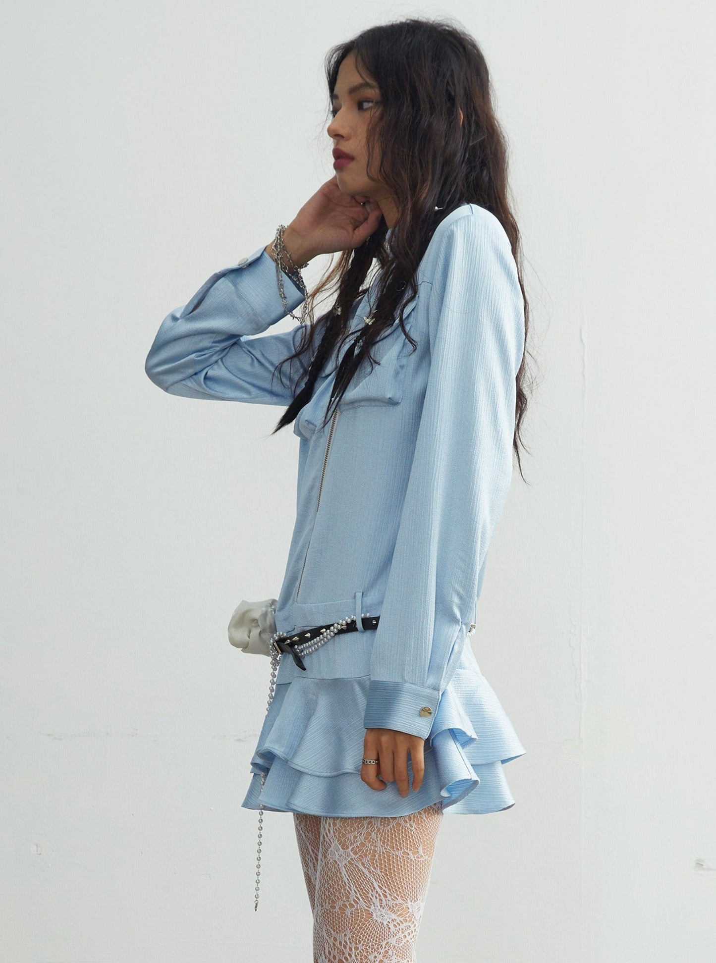 Three-dimensional pocket shirt dress