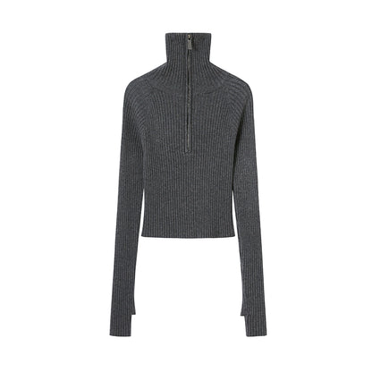 Stand-Up Collar Bottom Sweater