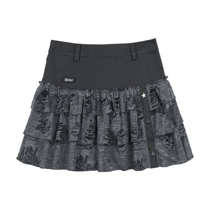 Newspaper Print Sweet Cool Babes Short Skirt