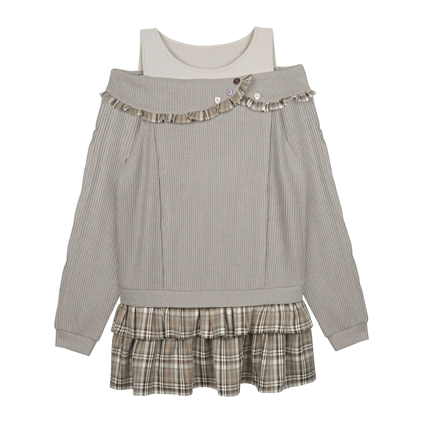 Sweet Brown Patchwprk Plaid Dress