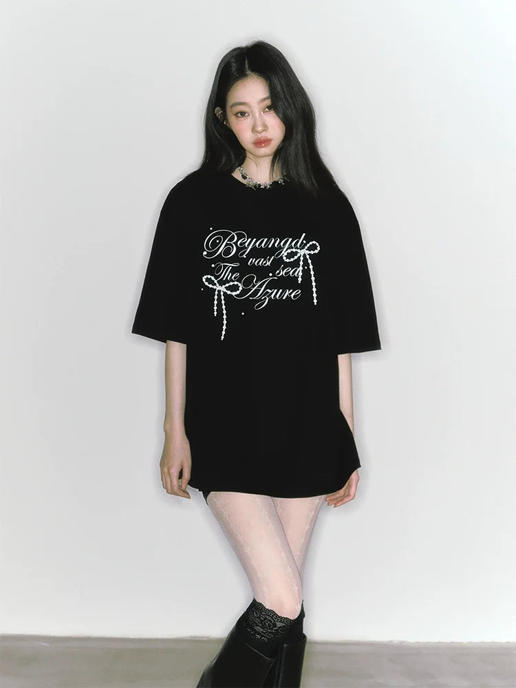 Round neck printed oversized T-shirt