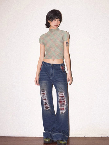 Distressed casual pants