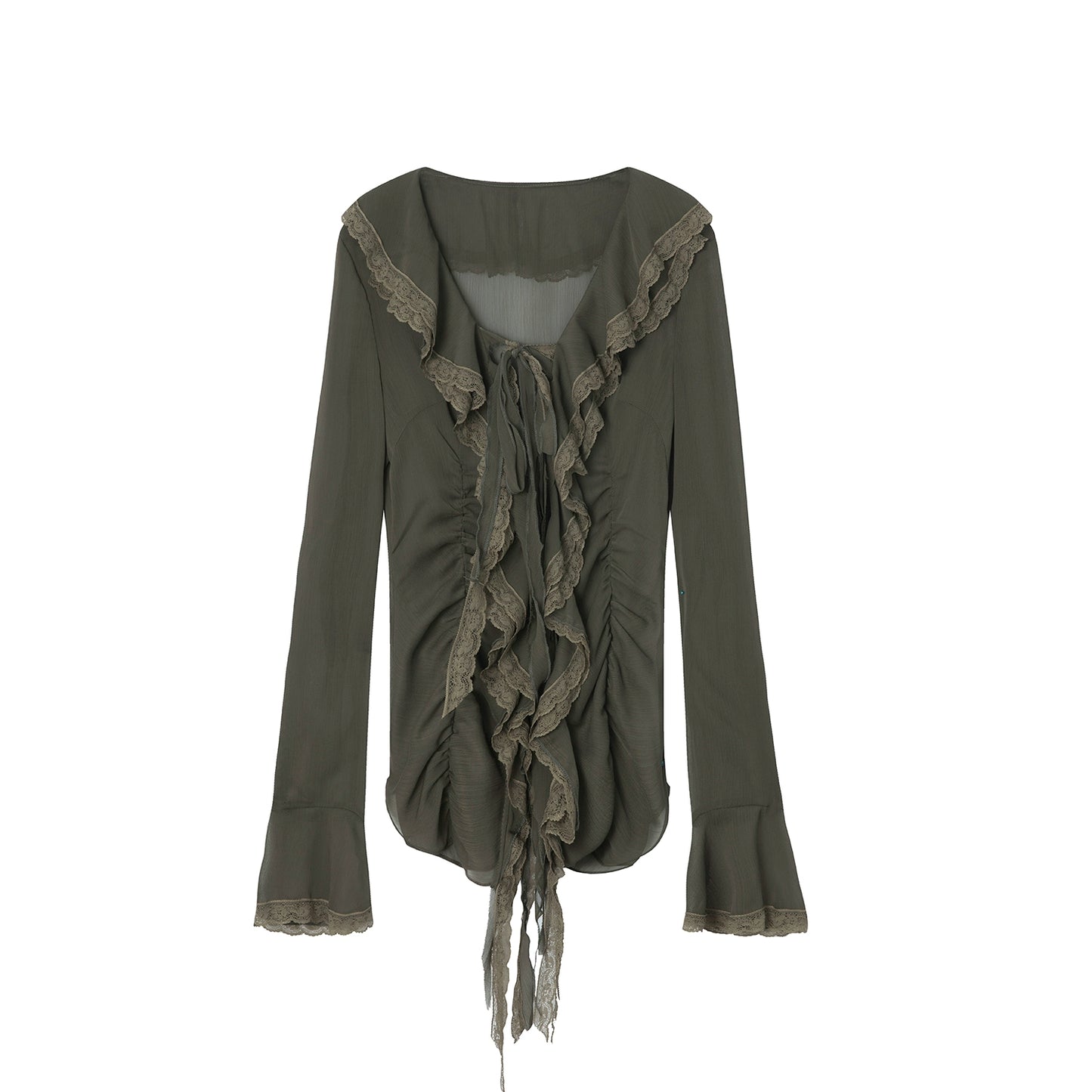 Ruffled Chiffon Yarn Shirt