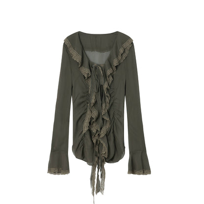 Ruffled Chiffon Yarn Shirt