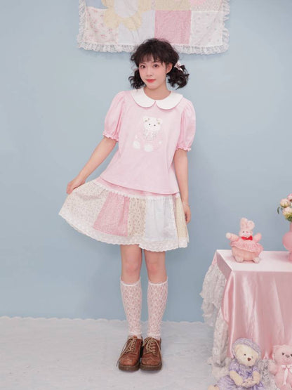 Pink short sleeve babydoll shirt