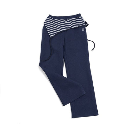 Color-Blocked Striped Cotton Pants