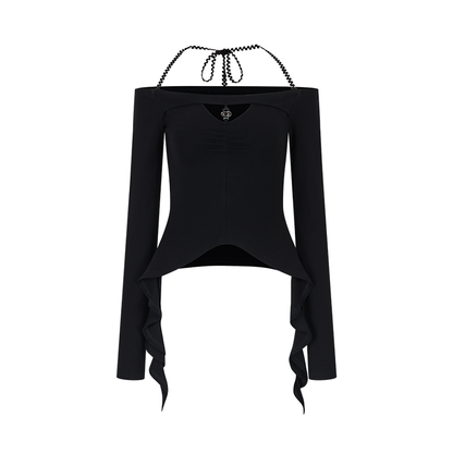 Dreams Weaving Thin One-Shoulder V-Neck T-Shirt