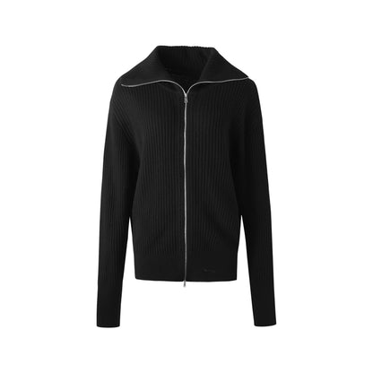 Slim Fit High-Neck Knit Cardigan