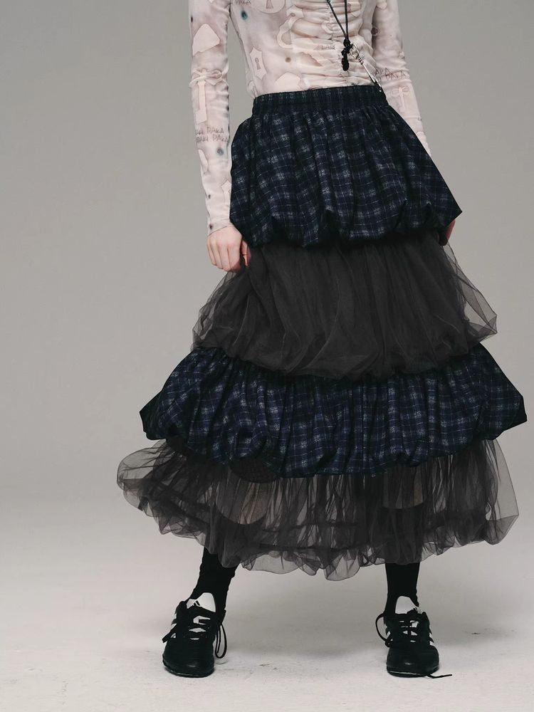 Blueberry plaid cake skirt