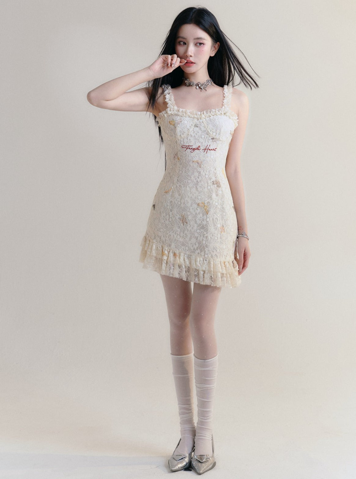 Nightmare Lace Embroidered Slip Dress