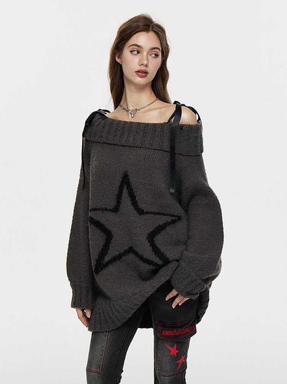 One-shoulder wool sweater and leg warmers