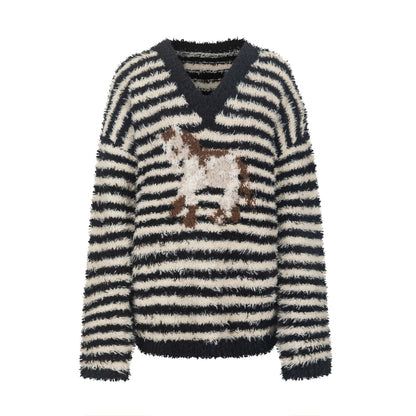 Sweet Striped V-Neck Sweater