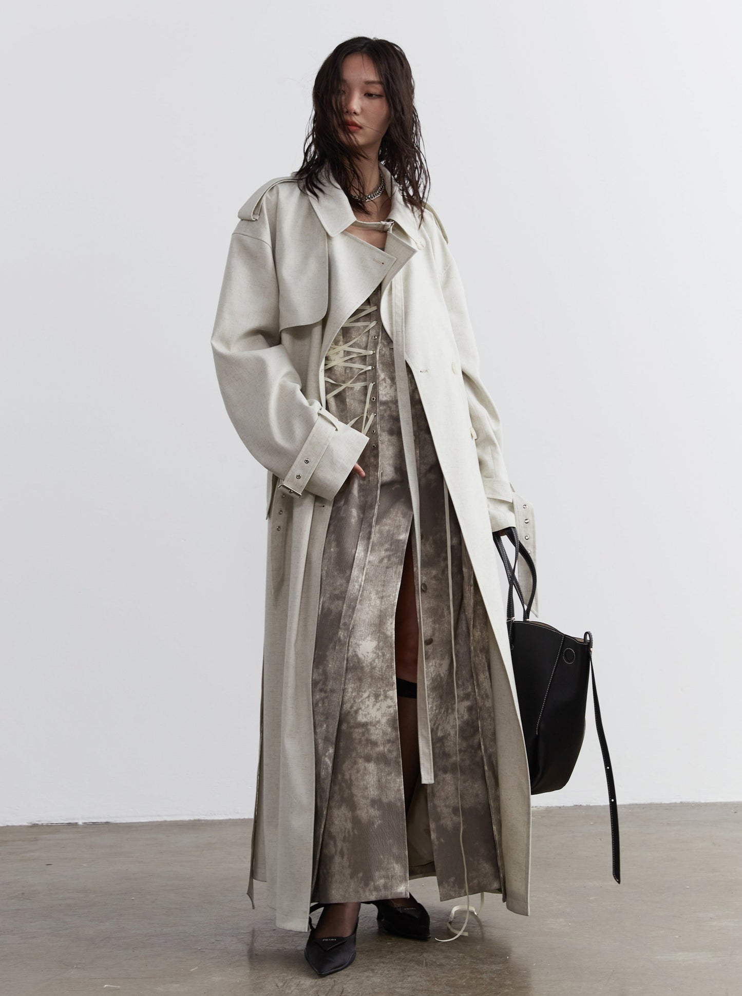 Decorated Genderless Long Trench Coat