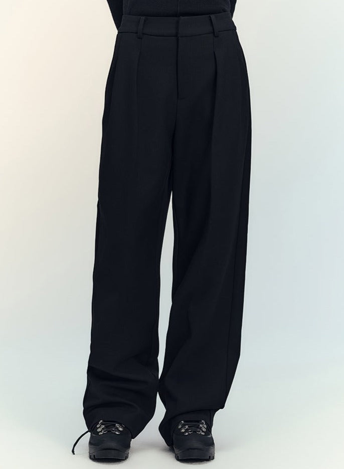 high-rise straight casual pants