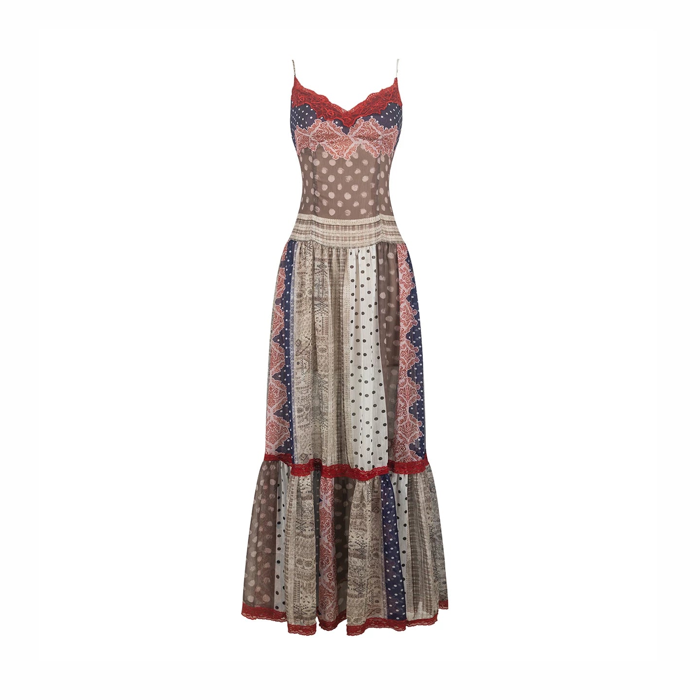 Retro Print Patchwork Dress