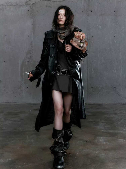 Loose black belted coat