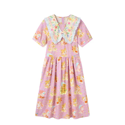 Pink Floral Lace Dress