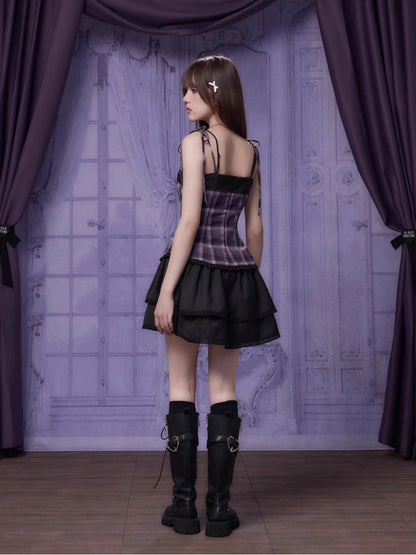 Hot girl suspender dress