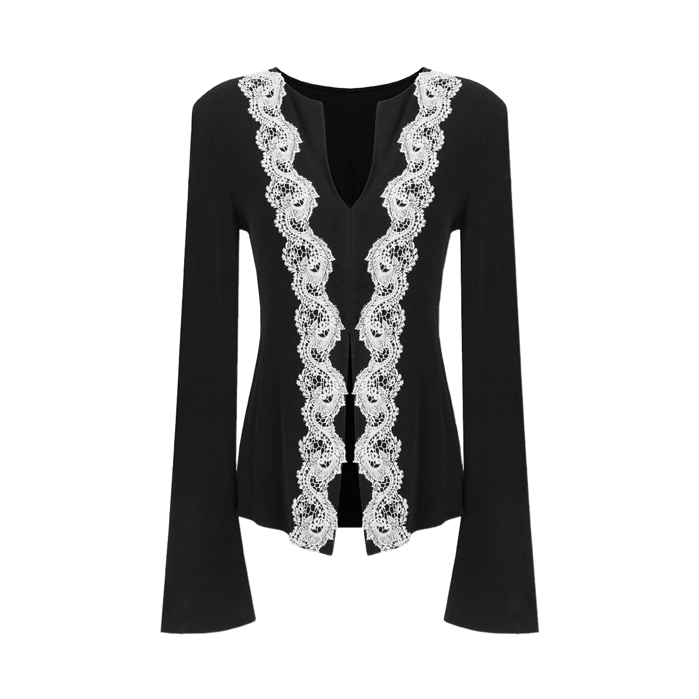 Lace Knitted V-Neck Sweater