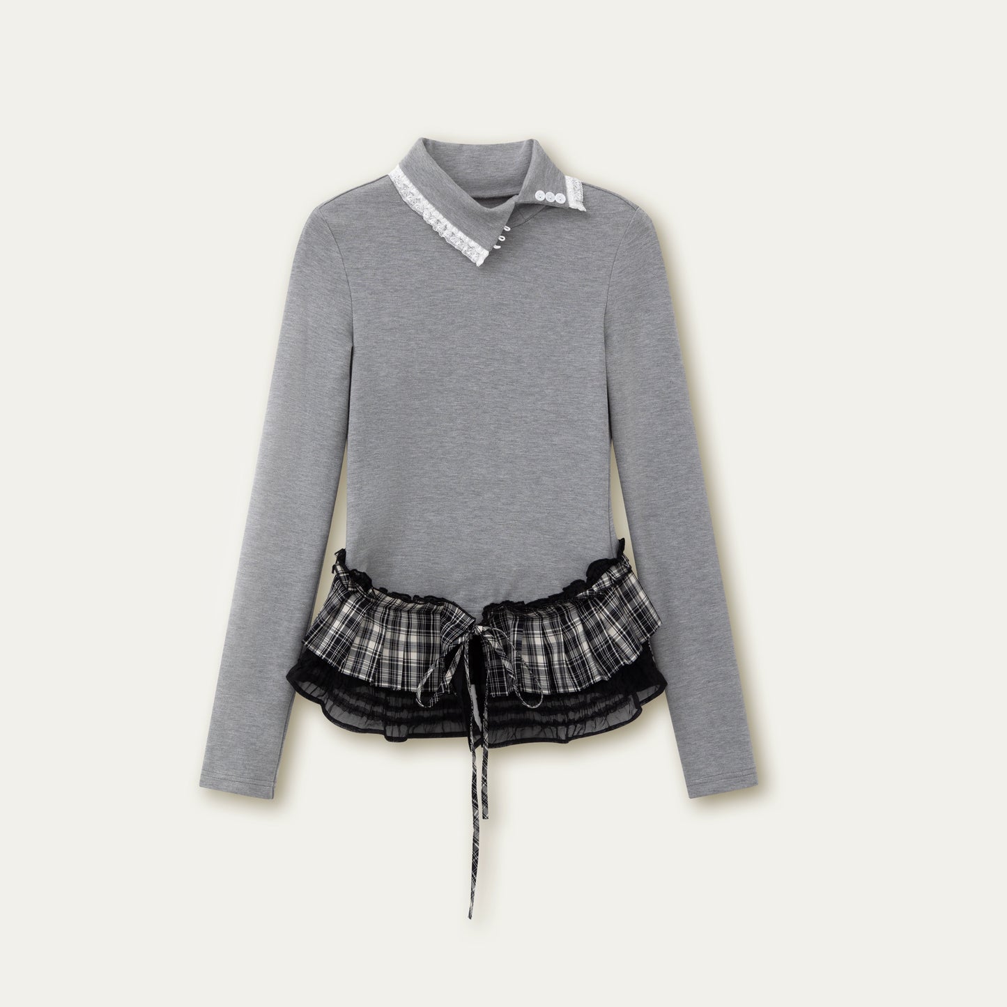 Layered Pleated Base Long Sleeve Top