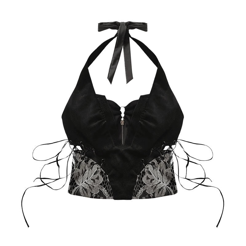 Lace-Infused Leather Tops