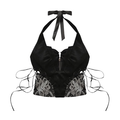 Lace-Infused Leather Tops