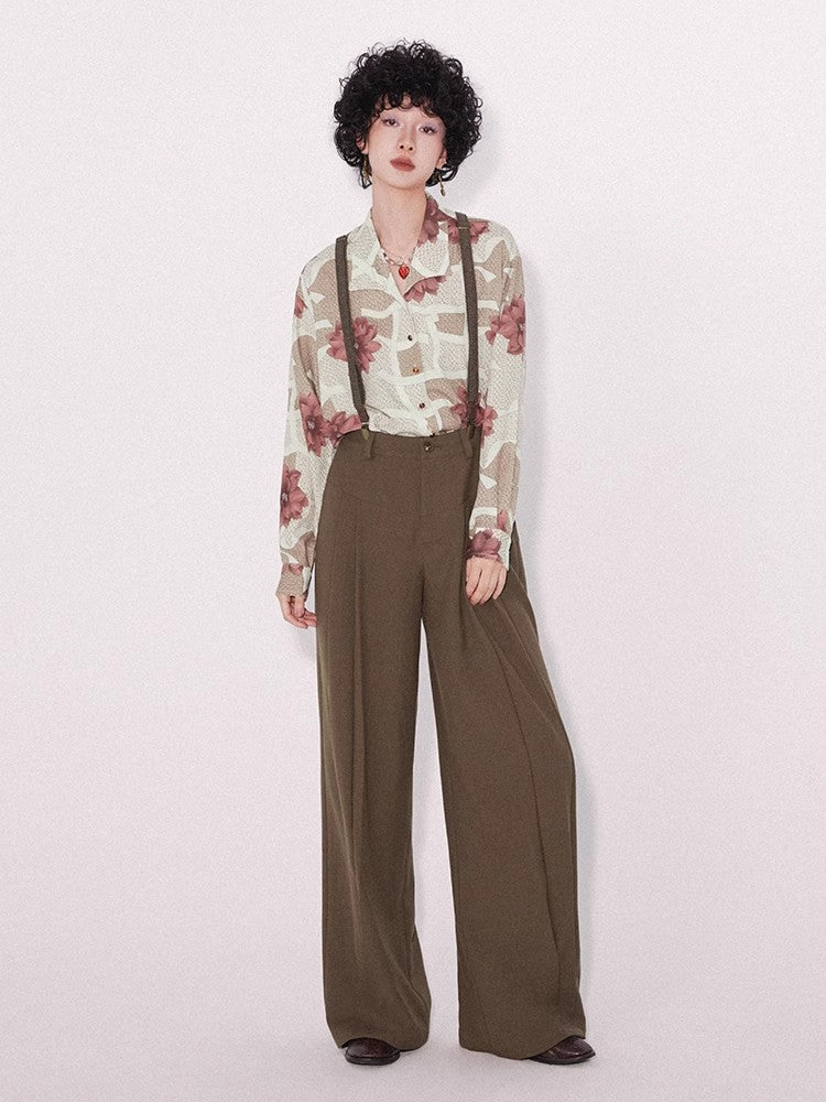 Retro loose suspender pants