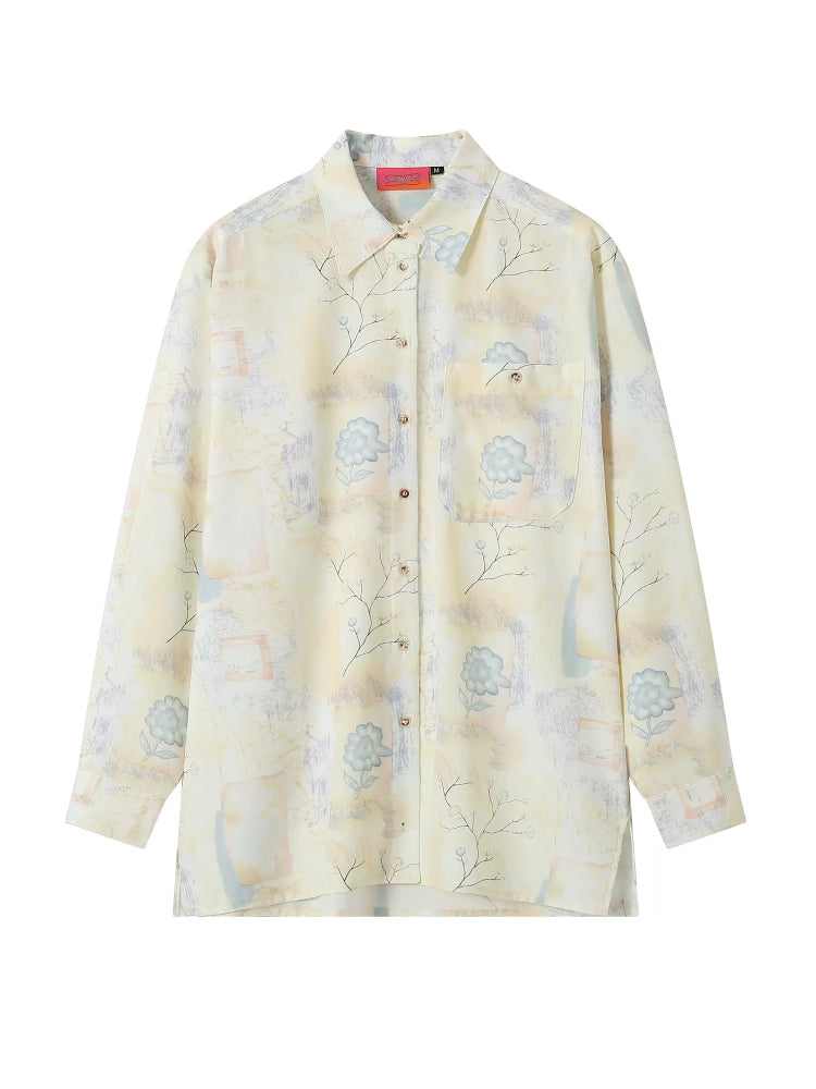 Paint print loose shirt