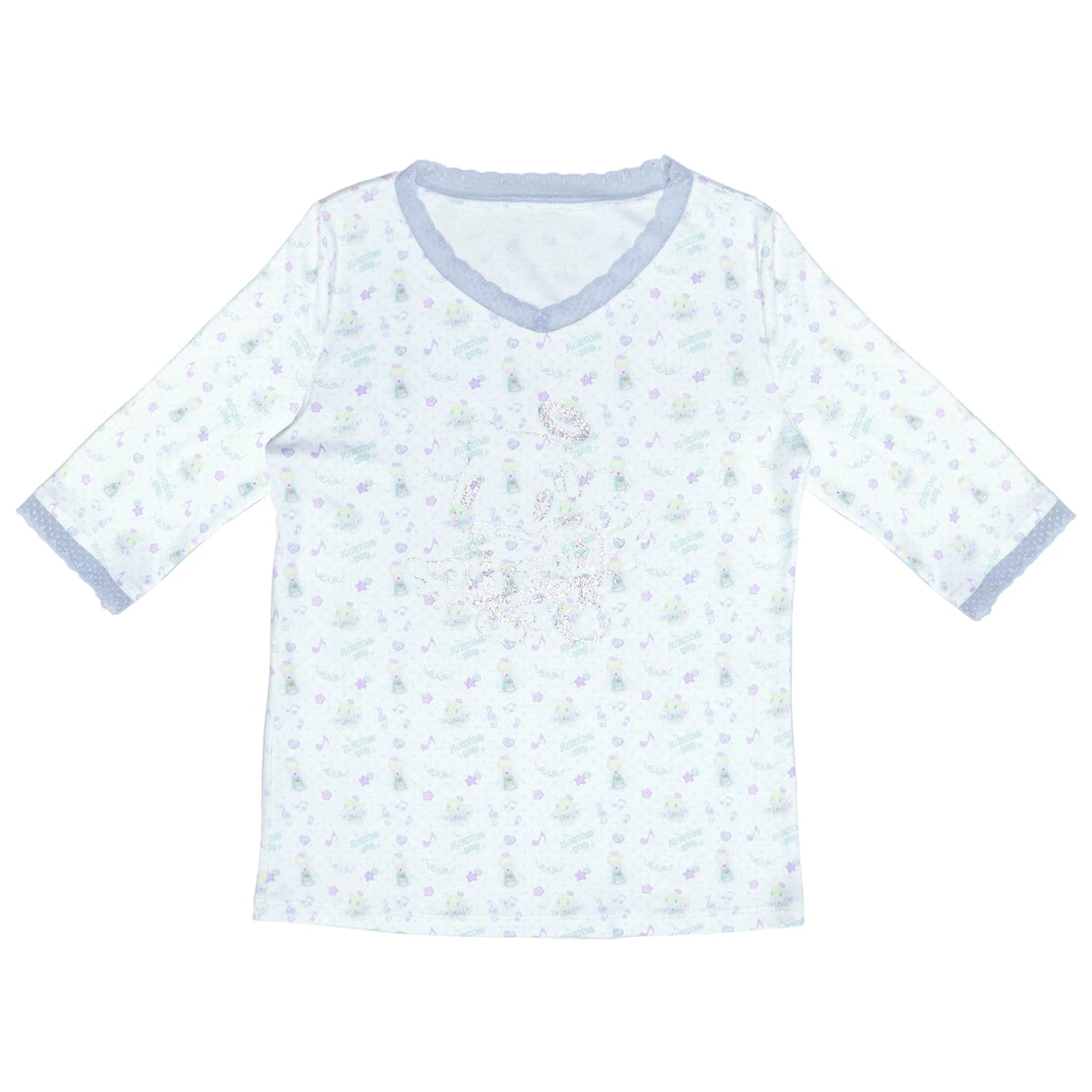Kindlich wirkende florale Glitzerbluse