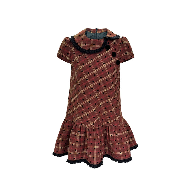 Christmas Plaid Tweed A-Line Dress Set-Up