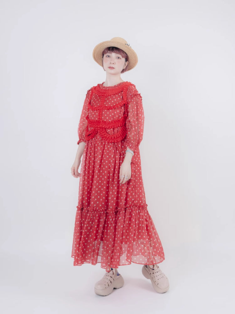 Vintage style dot chiffon dress