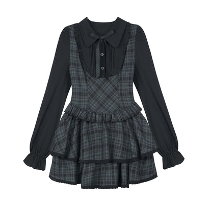 Kariertes Lolita-Winterkleid