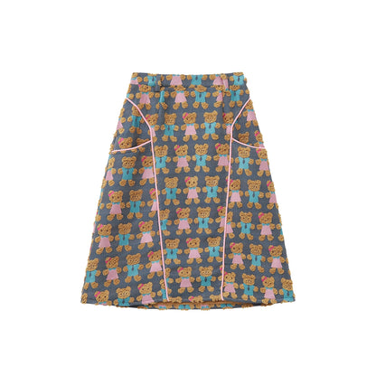 Jacquard Bear Contrast Skirt