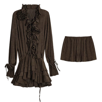 Baroque Pleated Shirt And Pants Set-Up