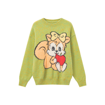 Peach Heart Animal Sweater