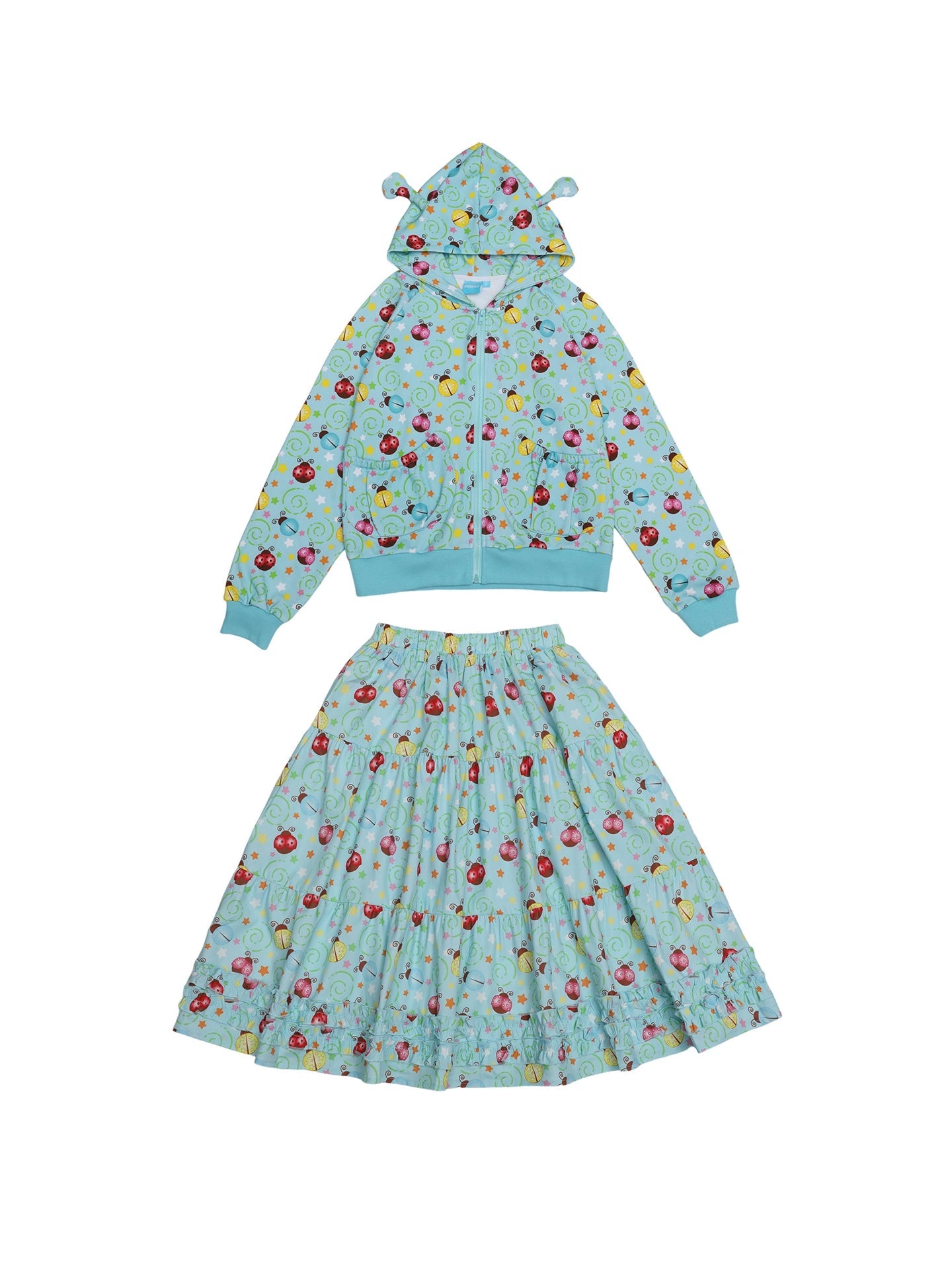 Autumn Beetle Blue Sweatshirt & Skirt Set-Up