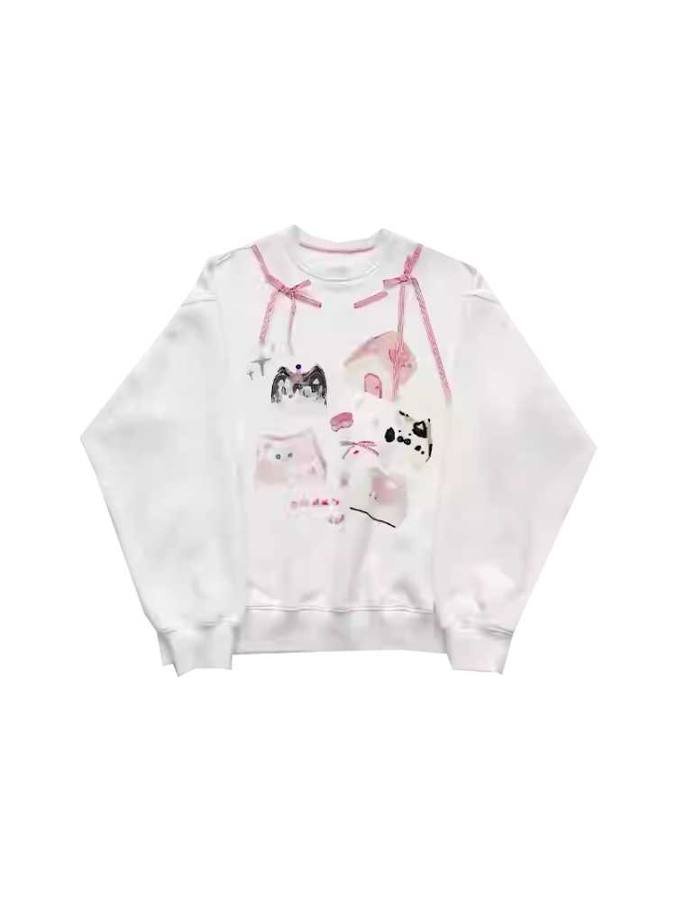 Cat illustration oversize sweatshirt