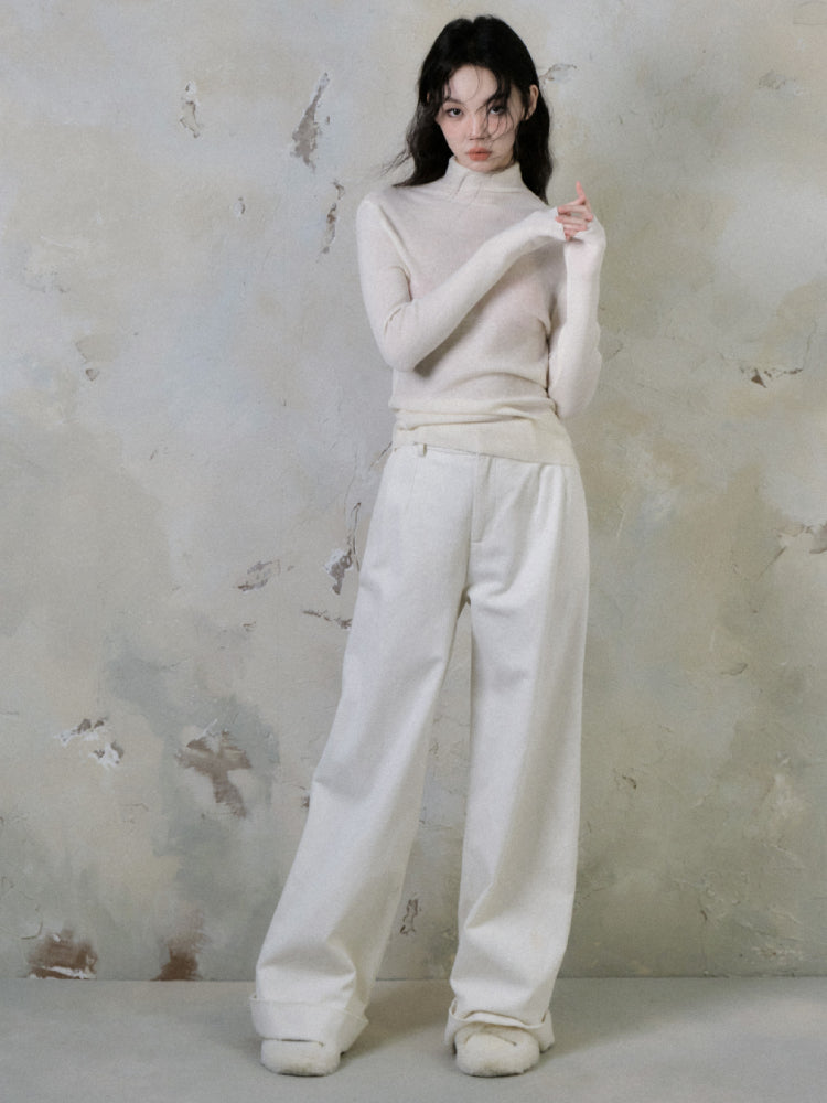 High waist straight wide leg pants