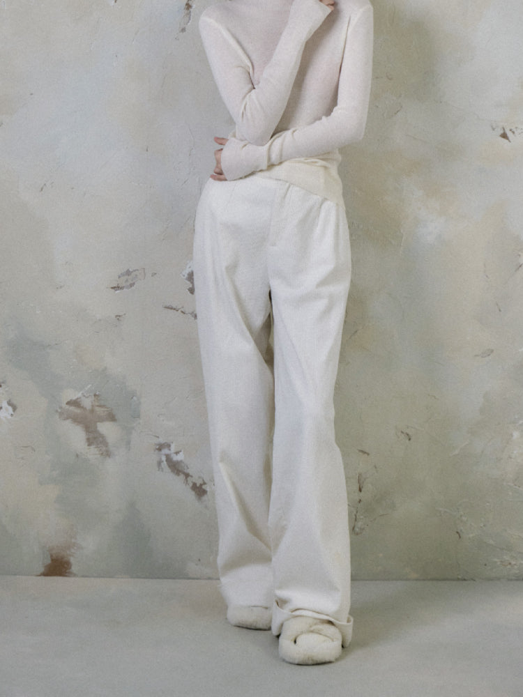 High waist straight wide leg pants