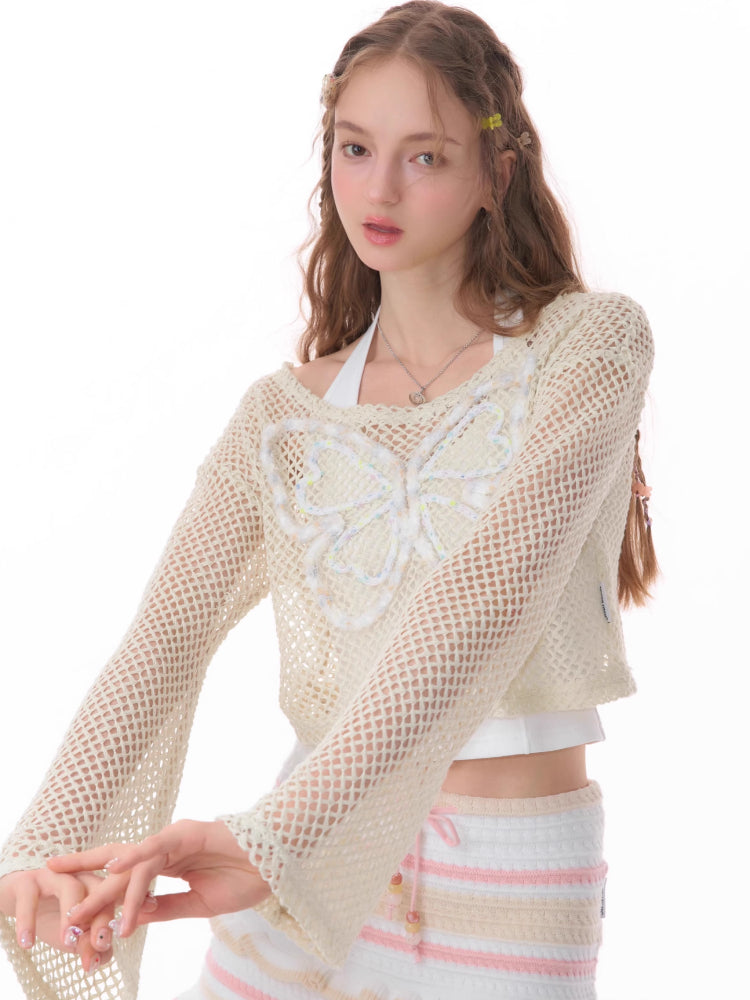 Butterfly short long sleeve knit