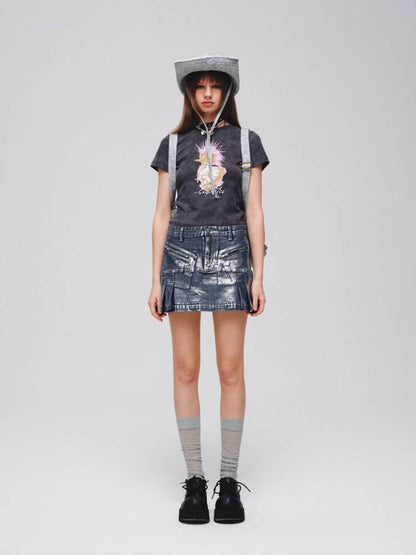 A-line denim skirt