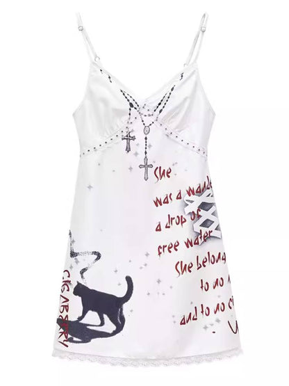 Printed suspender dress