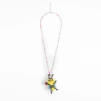 Yellow Beaded Bee Necklace