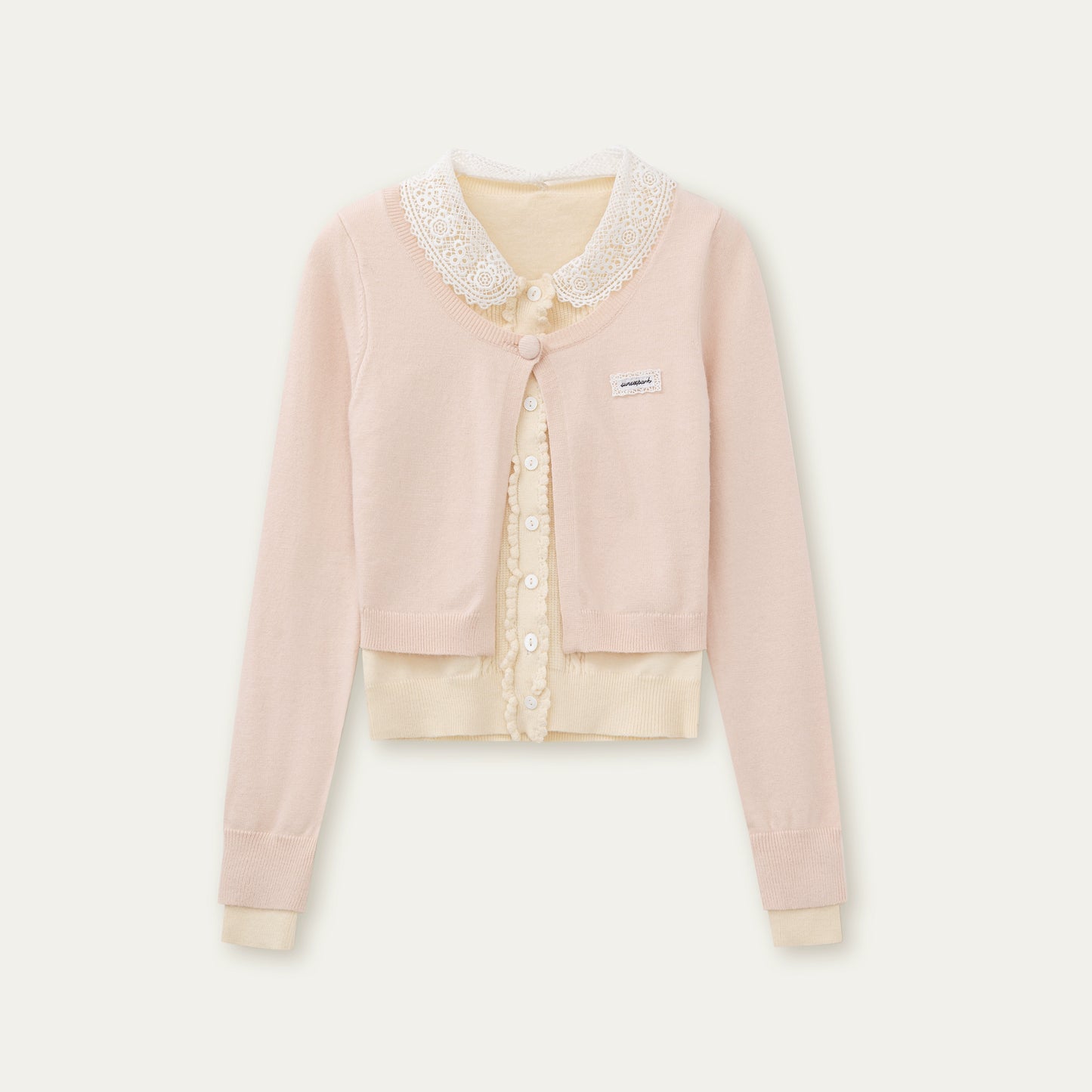 Fake two Piece Lace Knit Top