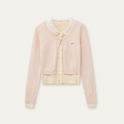 Fake two Piece Lace Knit Top