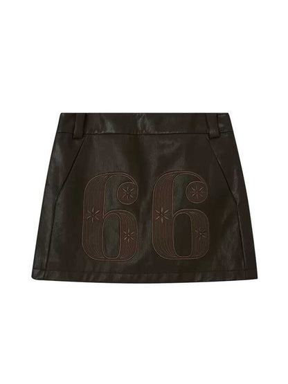 Embroidered leather skirt