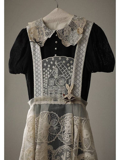 Lace embroidery apron