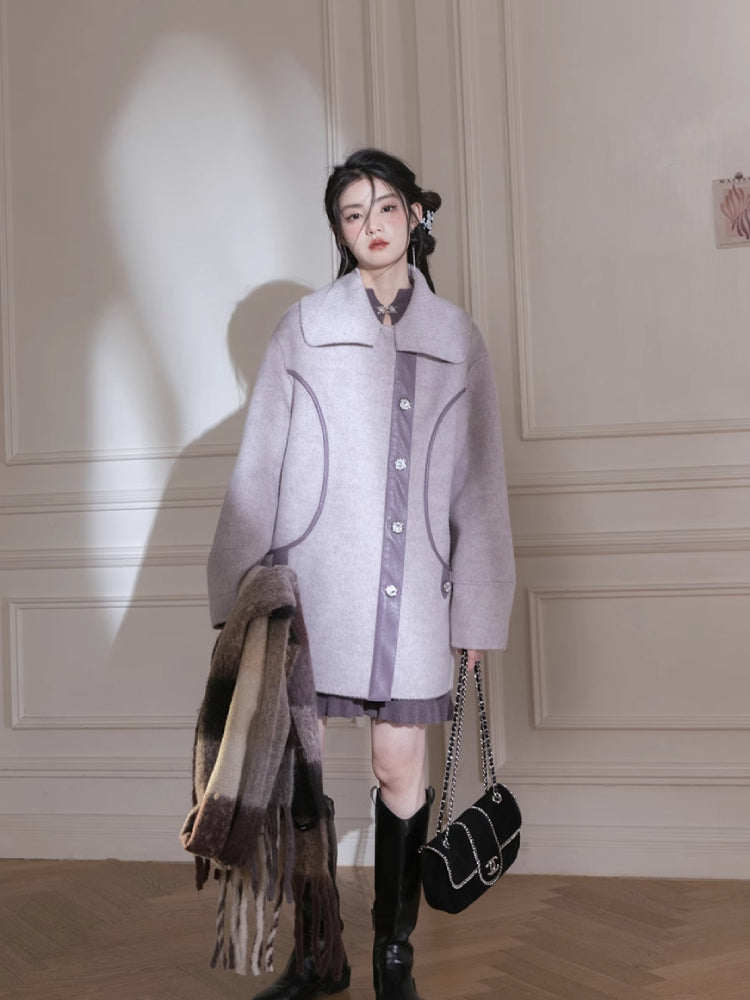 Night purple wool coat